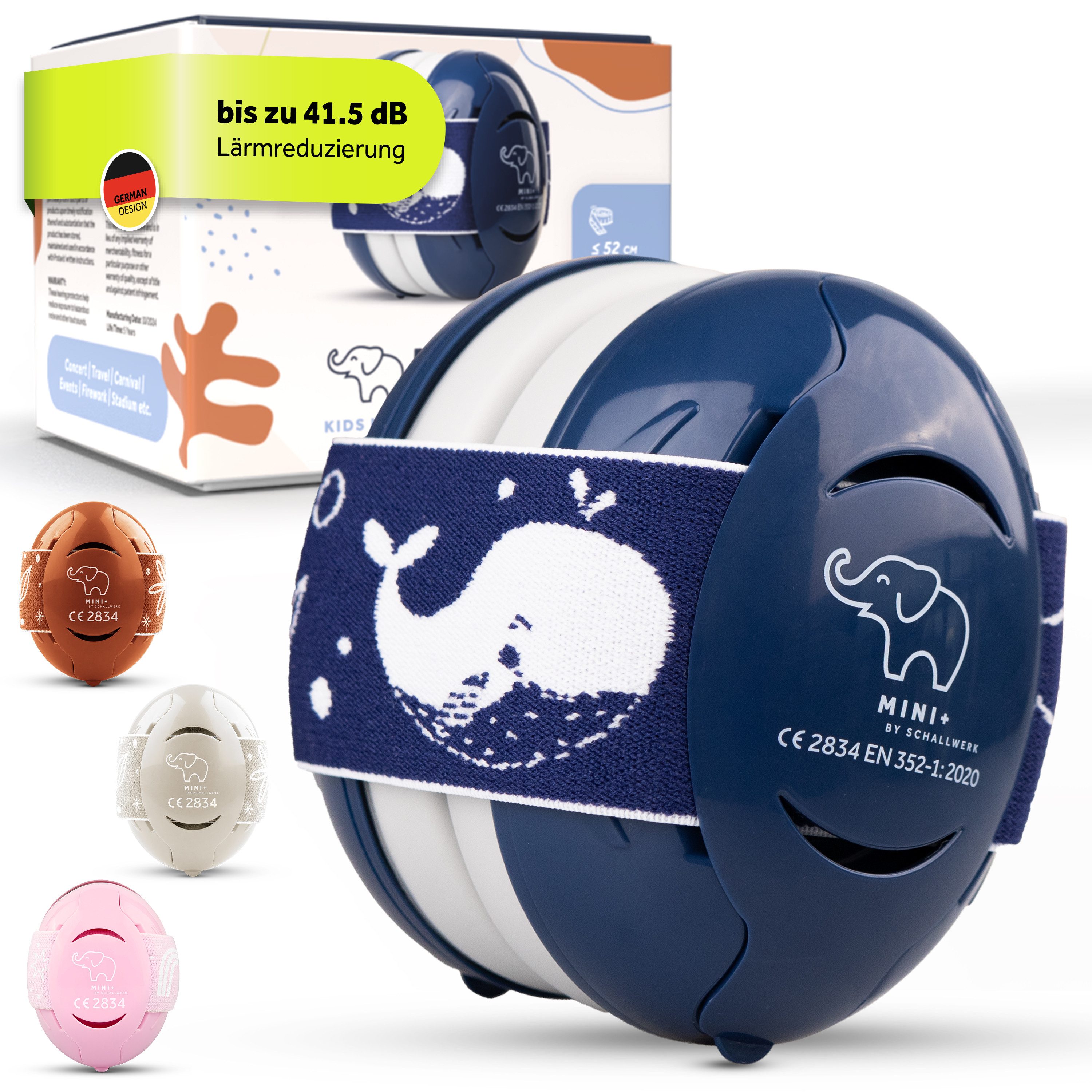 Schallwerk Kapselgehörschutz Mini+ Ohrenschützer für Kleinkinder - Gehörschutz Baby, (Kopfhörer Babys & Kleinkinder, Ohrenschutz für Babys mit verstellbaren Band), bis zu 52cm Kopfumfang