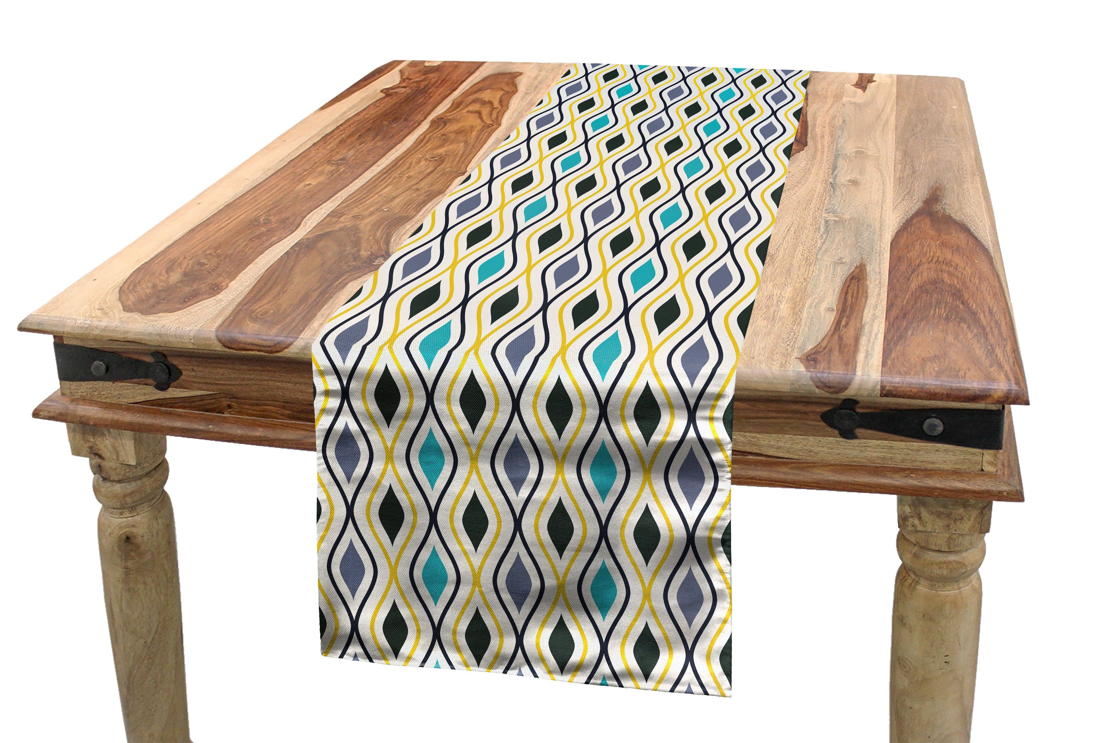 Abakuhaus Tischläufer Esszimmer Küche Rechteckiger Dekorativer Tischläufer, Abstrakt Oval Tropfen Wie Forms