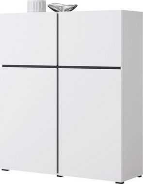 INOSIGN Highboard Cross, moderne grifflose Hochkommode mit 4 Türen,Türkommode, Hochschrank, Höhe 139 cm mit viel Stauraum, Einlegeböden verstellbar