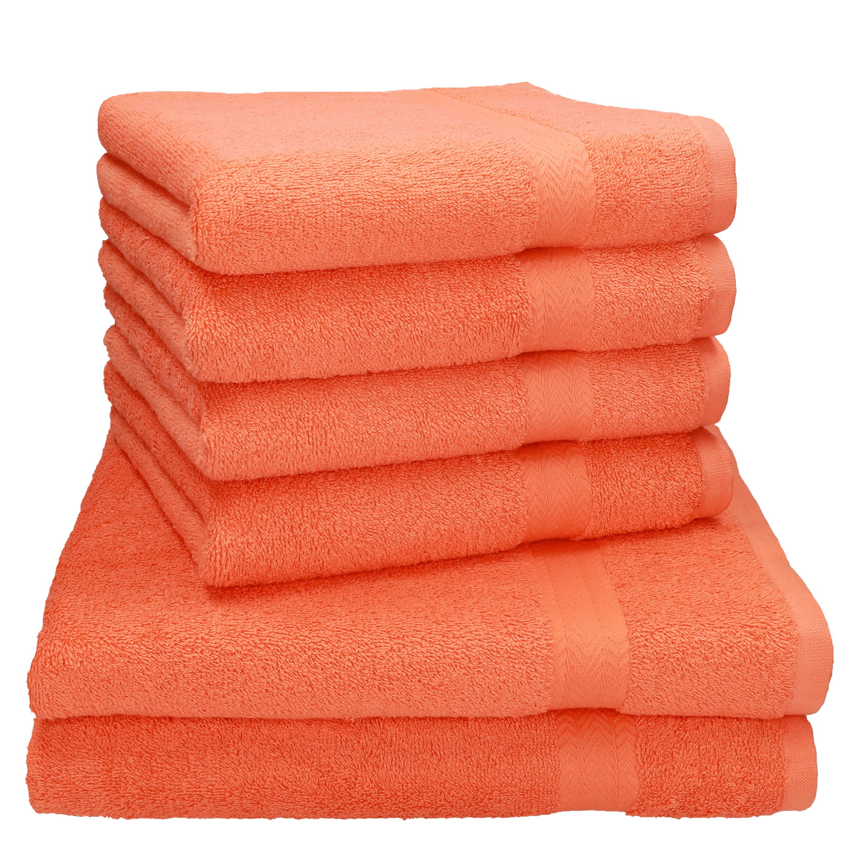 Baumwolle, (6-tlg) Betz Handtuch Set PREMIUM Baumwolle, 100% teiliges Handtücher-Set-100% -6 blutorange Handtuch-Set Betz