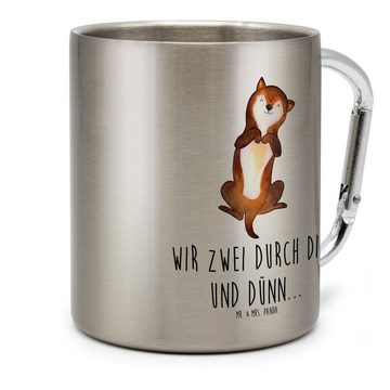 Mr. & Mrs. Panda Tasse Hund Streicheln - Transparent - Geschenk, Becher, Wauwau, Hunde, Hund, Edelstahl, Karabinerhaken