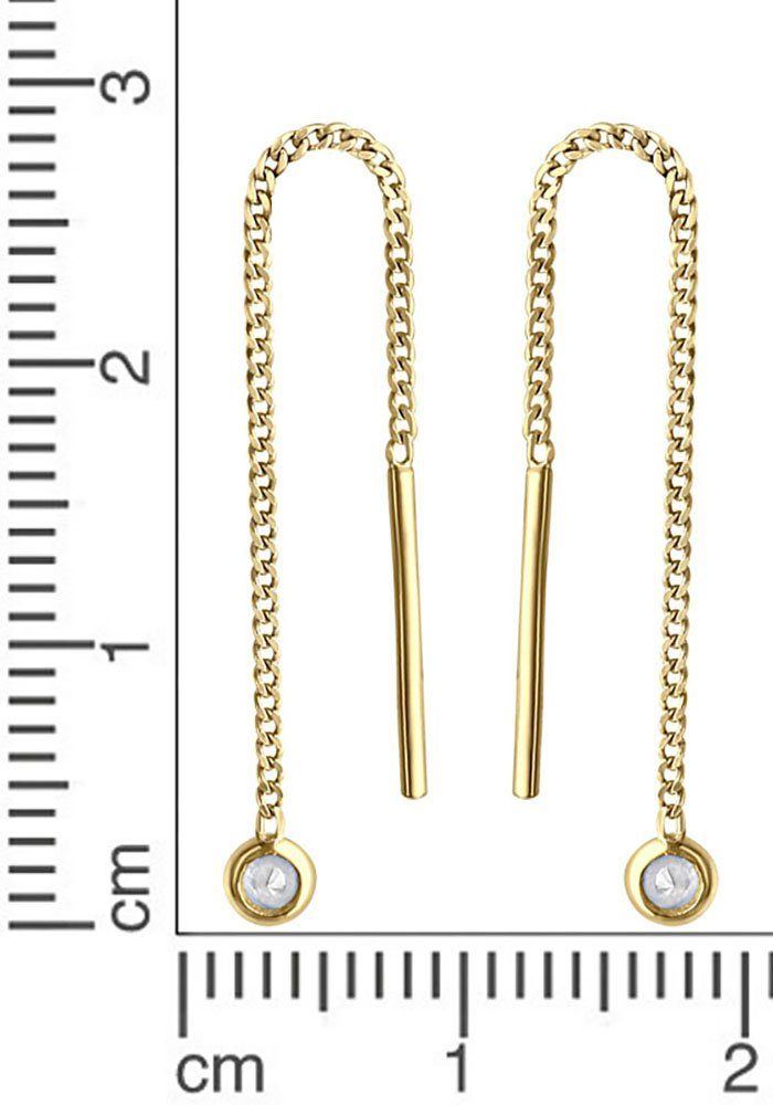 Firetti Paar Ohrhänger Schmuck Geschenk Gold 333 Ohrschmuck Durchzieher Solitär, mit Zirkonia (synth) – Bild 2 von 2