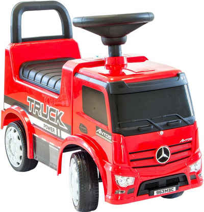 NATIV Spielzeug Rutscher Babyrutscher Mercedes Antos Truck, leise laufende Kunststoffräder, mit Sound