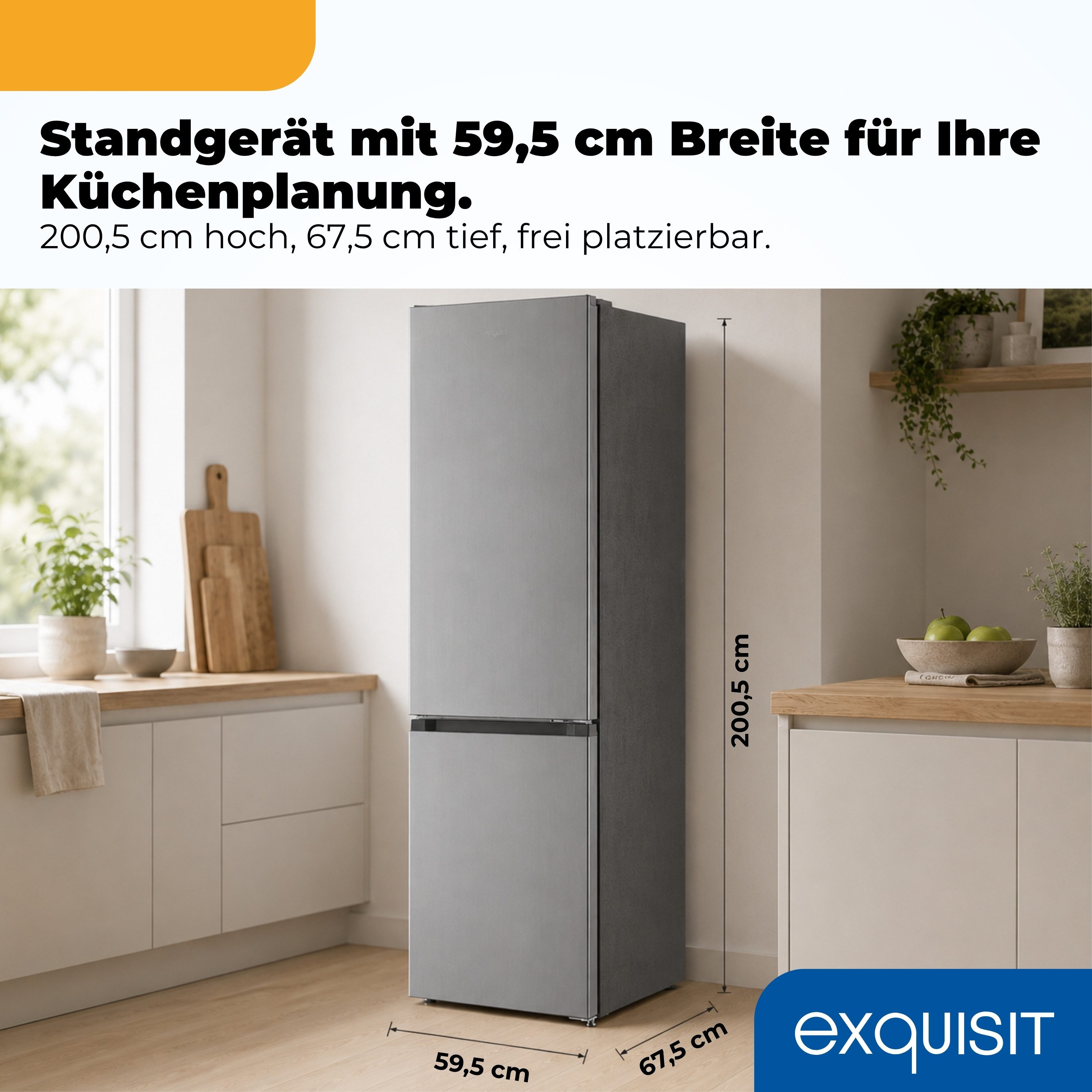 exquisit Kühl-/Gefrierkombination KGC5380-115-NF-040C, 200,5 cm hoch, 59,5 cm breit