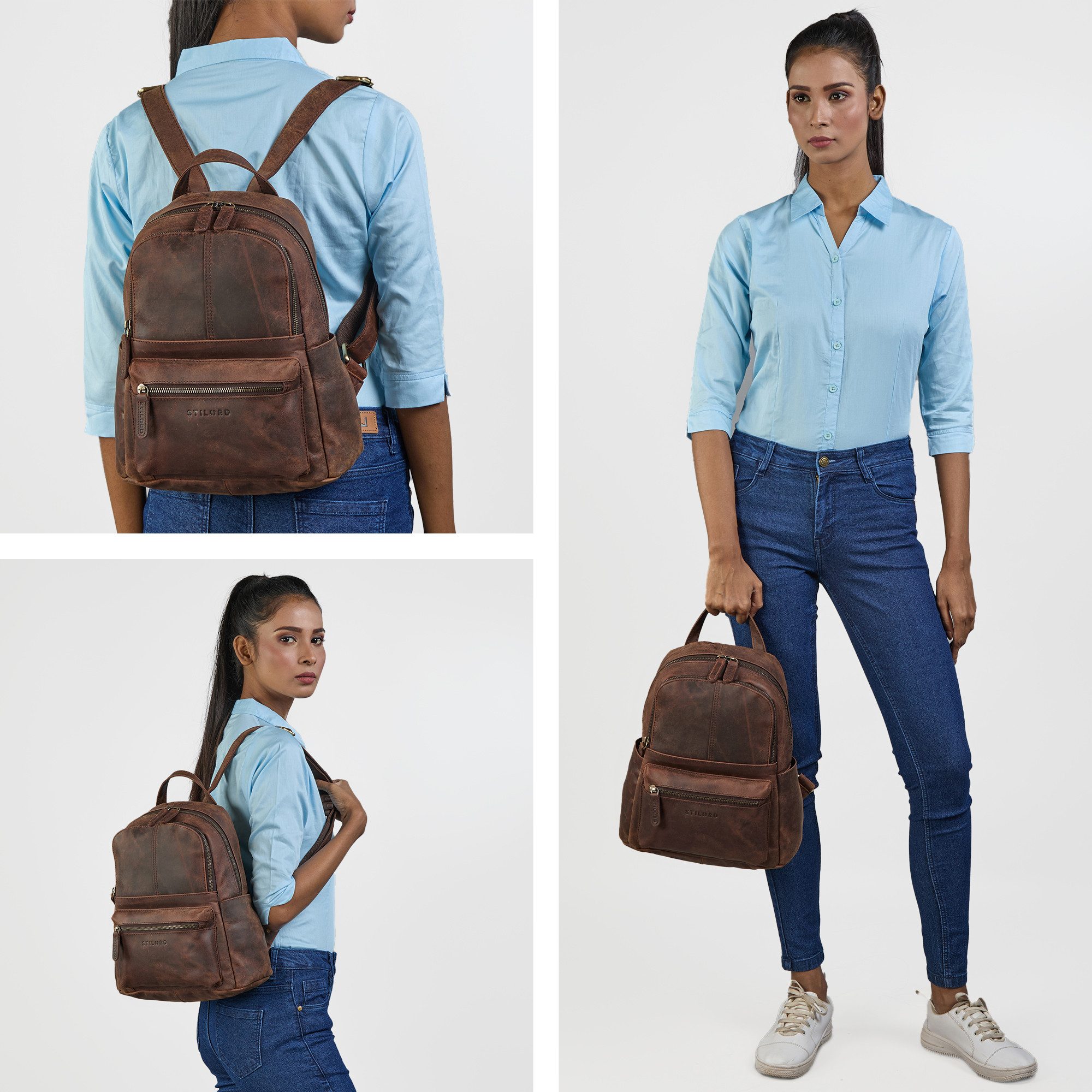 STILORD Cityrucksack "Berry" City Rucksack Damen Leder Klein 13 Zoll