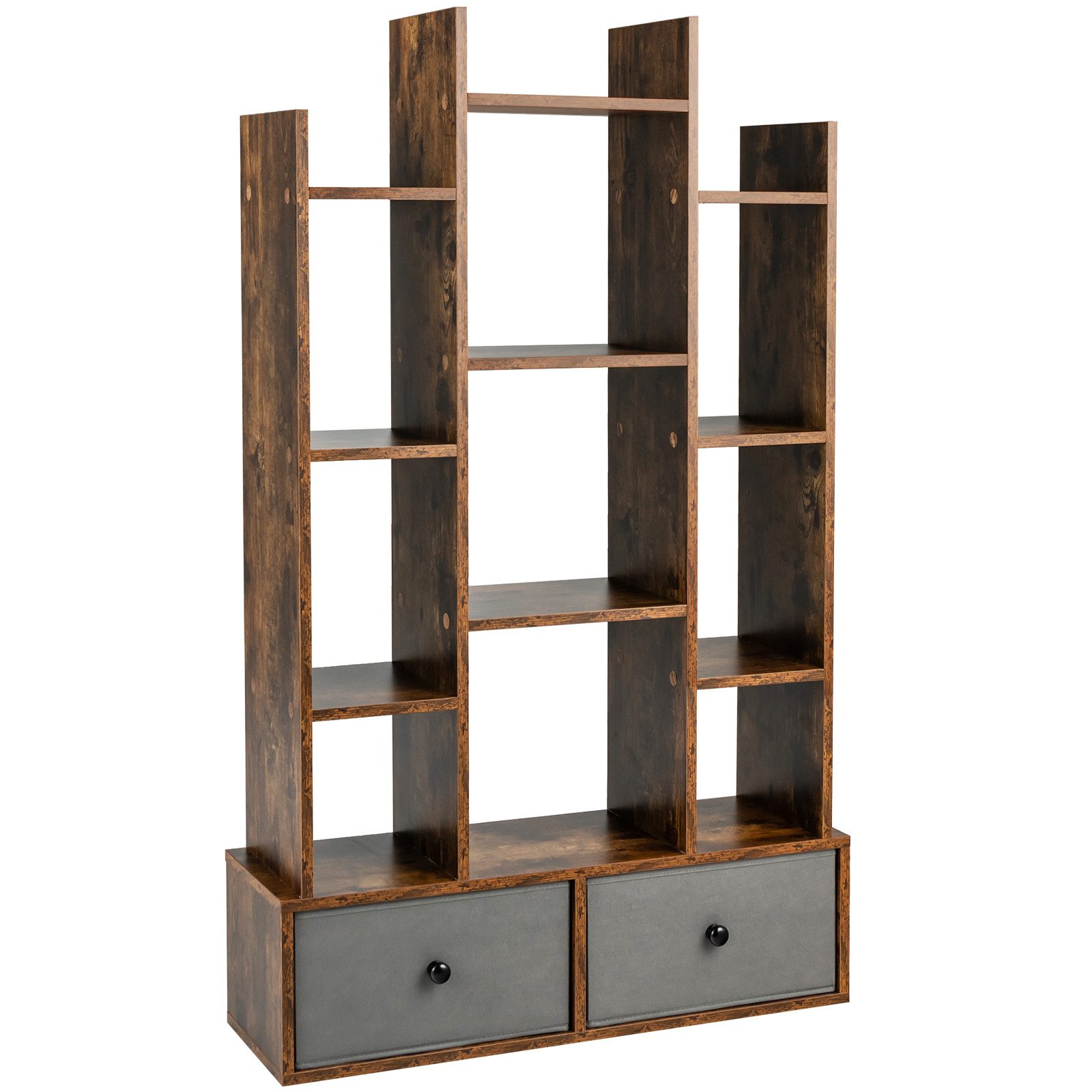 COSTWAY Bücherregal, Standregal mit 12 Fächern und 2 Schublade, 53x24x118cm günstig online kaufen