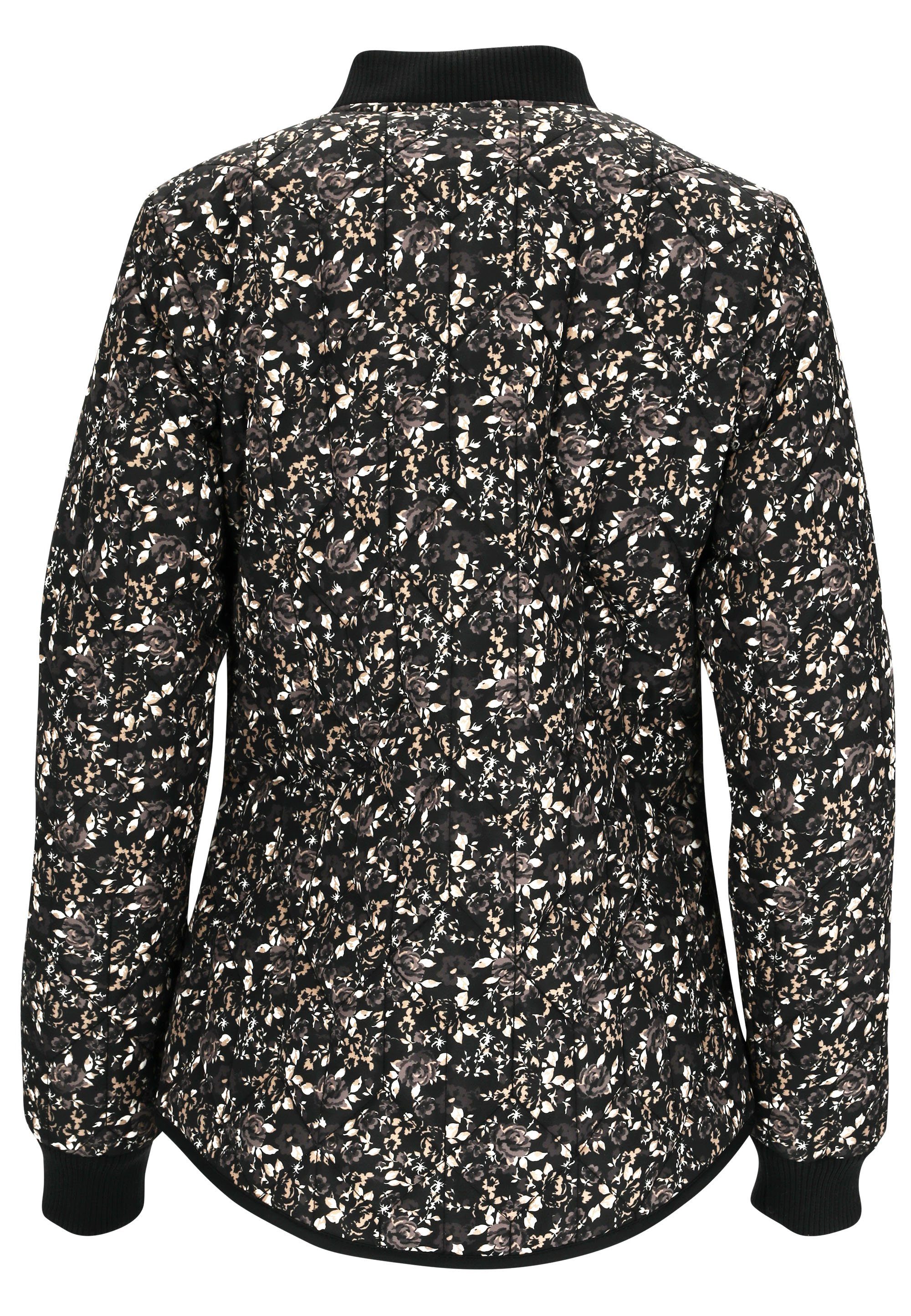 schwarz WEATHER Floral floralem REPORT Outdoorjacke mit Allover-Muster