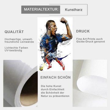 TPFLiving Kunstdruck (OHNE RAHMEN) Poster - Leinwand - Wandbild, Berühmte Fußballspieler - Kylian Mbappé - Mehmed Özil - (Mohamed Salah - Lionel Messi - Christiano Ronaldo - Neymar), Leinwandbild bunt - Größe 20x30cm