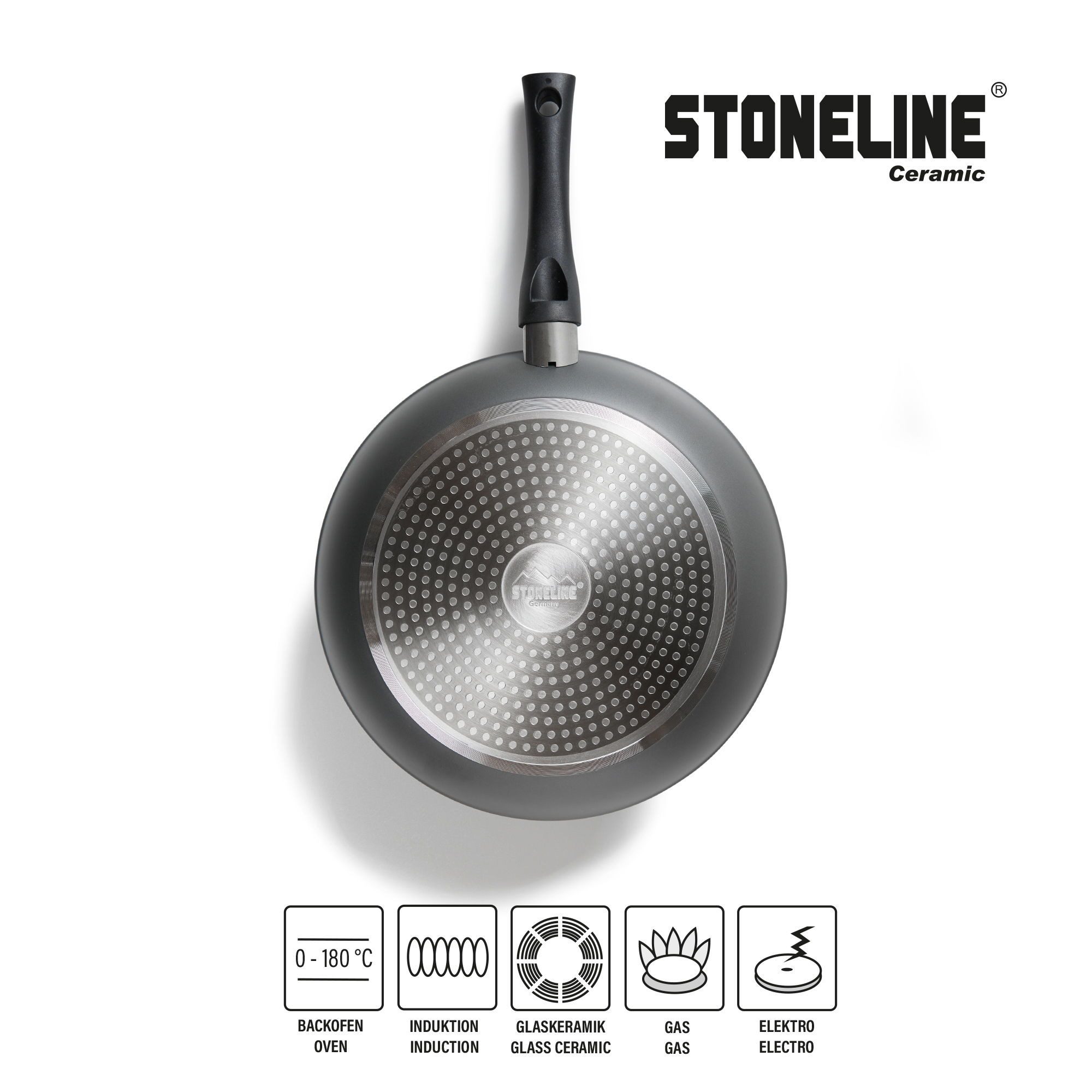 STONELINE Pfannen-Set, Aluminium (3-tlg), mit echten Steinpartikeln, induktionsgeeignet, Designed in Germany