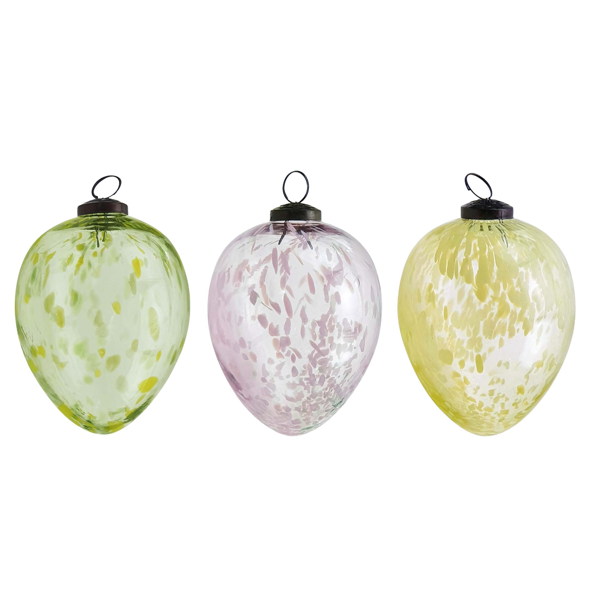 Paulslandhaus Osterei Große Ostereier aus Glas zum Hängen 3 er Set