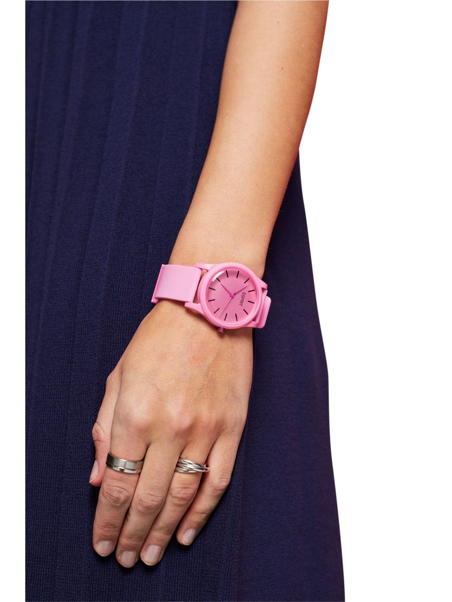 Gummiarmband Esprit Farbige pink mit Chronograph Uhr