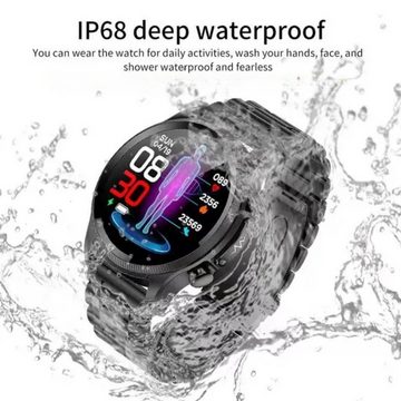 Manike E400 ECG + PPG AMOLED Bildschirm Smartwatch (4,3 cm/1,69" HD Voll Touchscreen Zoll) Spar - Set, mit wechselband aus weichem Silikon und Ladenkabel, Herzfrequenzmesser, Analyse von EKG-Daten, Blutdruckmessgerät