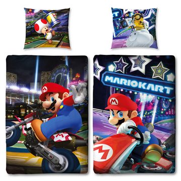 Kinderbettwäsche Super Mario Kart Bettwäsche Linon / Renforcé, BERONAGE, 100% Baumwolle, 2 teilig, 135x200 + 80x80 cm