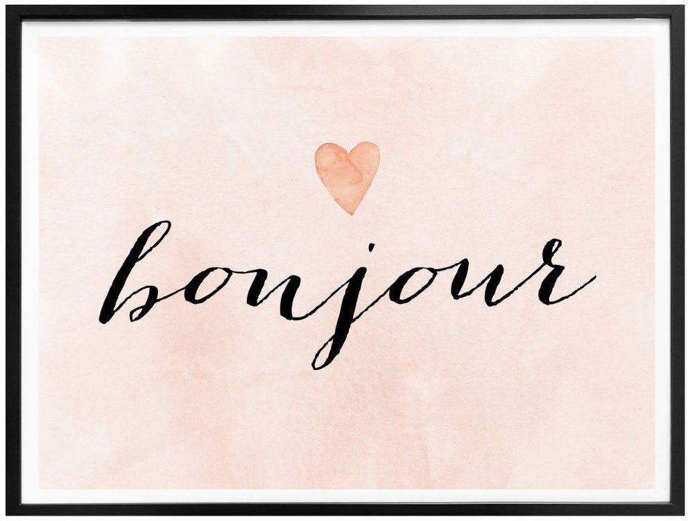 Wall-Art Poster Bonjour, Schriftzug (1 Poster, St), Wandposter Wandbild, Bild