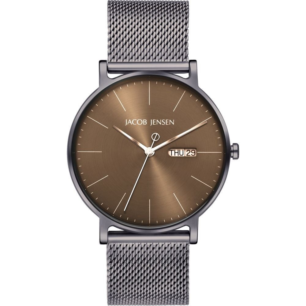 Titanuhr JACOB JENSEN Herren Armbanduhr TIMELESS NORDIC 168 braun D. 40mm Titan