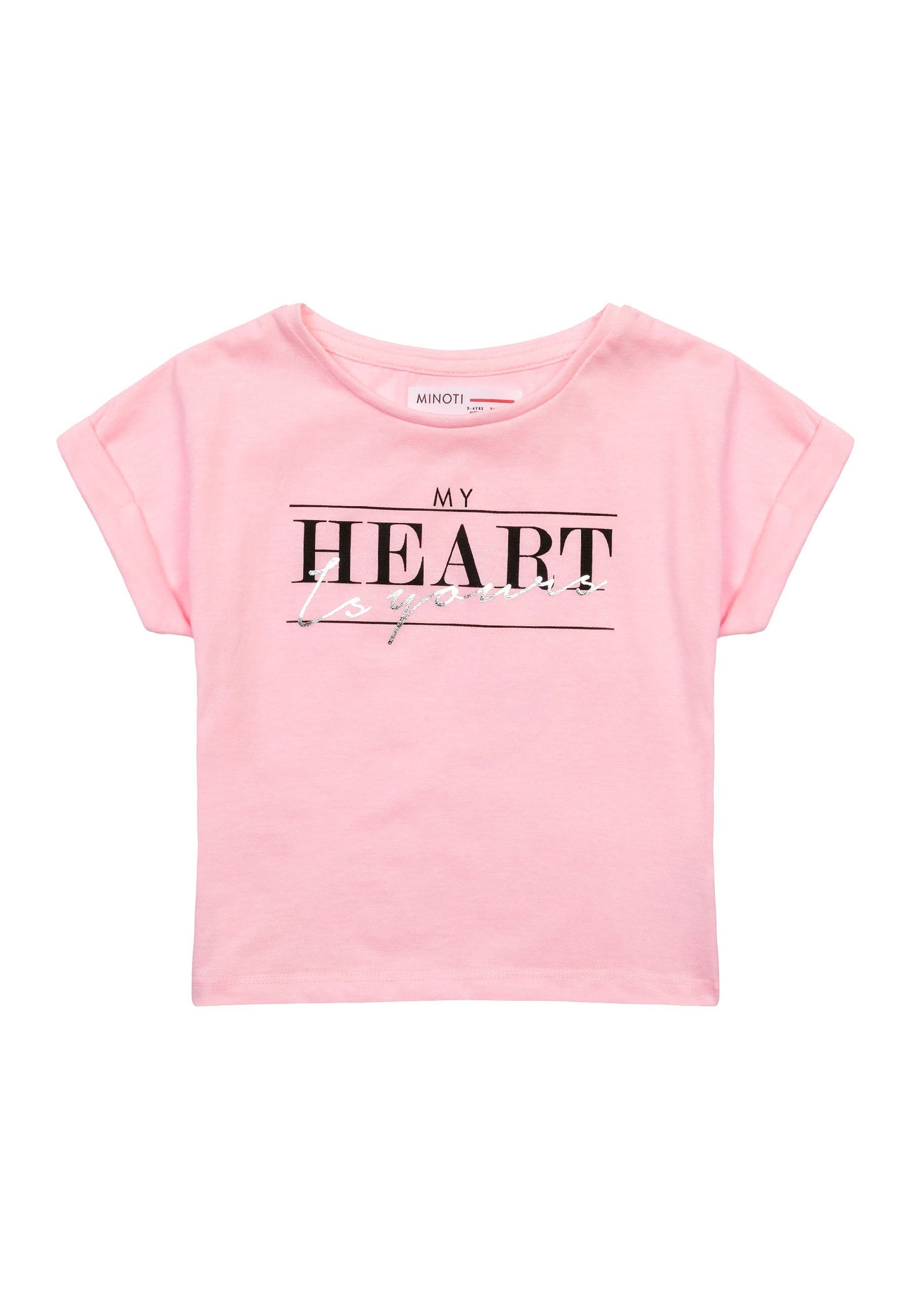 MINOTI T-Shirt Loses T-Shirt mit Grafik (3y-14y) Neonrosa