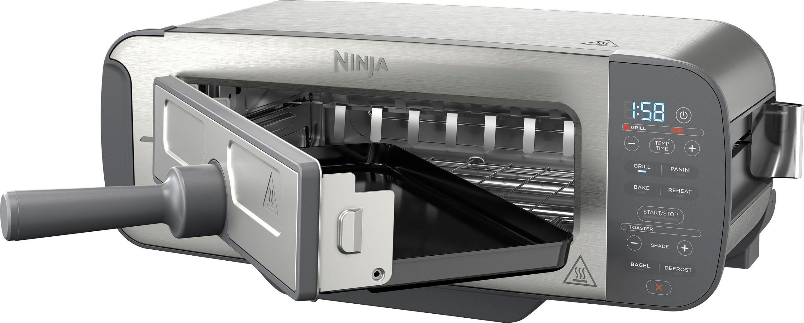 NINJA Toaster ST202EU Ninja Foodi, 1 Schlitz, 2400 W, 2-in-1 Toaster, Grill & Panini-Presse