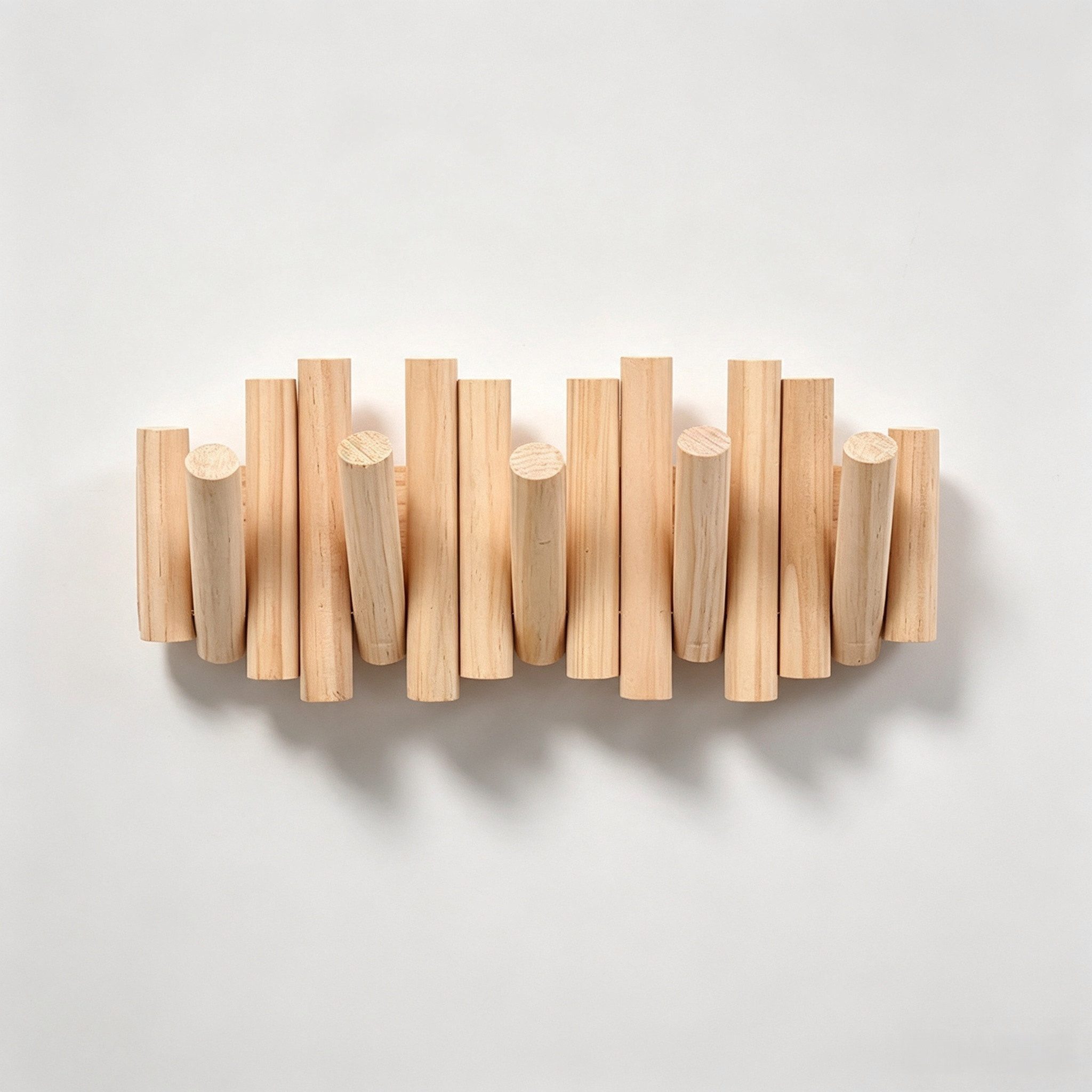 LEMLIT Garderobenleiste Garderobenhaken klappbar Kiefernholz Natur, 5 Stück (1er Set, 1 St., 37.5 x 16 cm), bis 2,3 kg pro Haken, inklusive Montagematerial