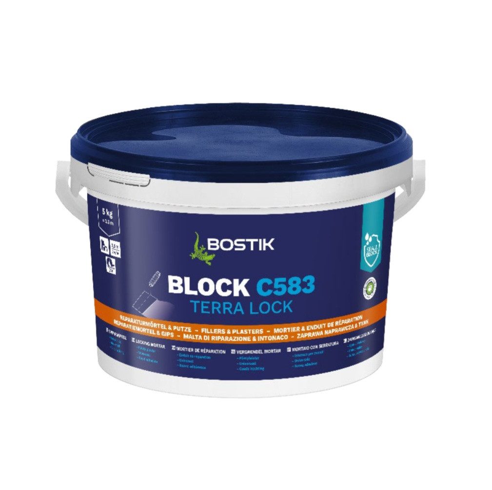 BOSTIK Mörtel Bostik Block C583 Terra Lock 5kg Eimer Sperrmörtel Reparaturmörtel, Größtkorn bis 2mm