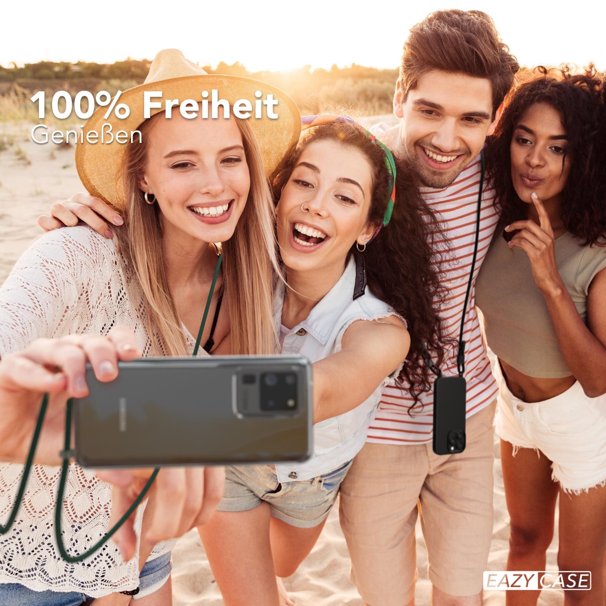 EAZY CASE Handykette Silikon Kette Unifarbe für Galaxy S20 Ultra / 5G 6,9 Zoll, Handykette zum Umhängen Slim Phone Chain Festivalbag Smartphone Grün