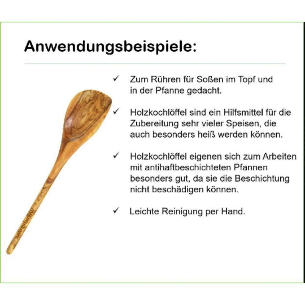 Olivenholz-erleben Kochlöffel mit Ecke aus Olivenholz – Länge ca. 30 cm, robust & stilvoll, Ecke erreicht Topfränder mühelos – ideal zum Rühren & Schaben – Bild 5 von 5