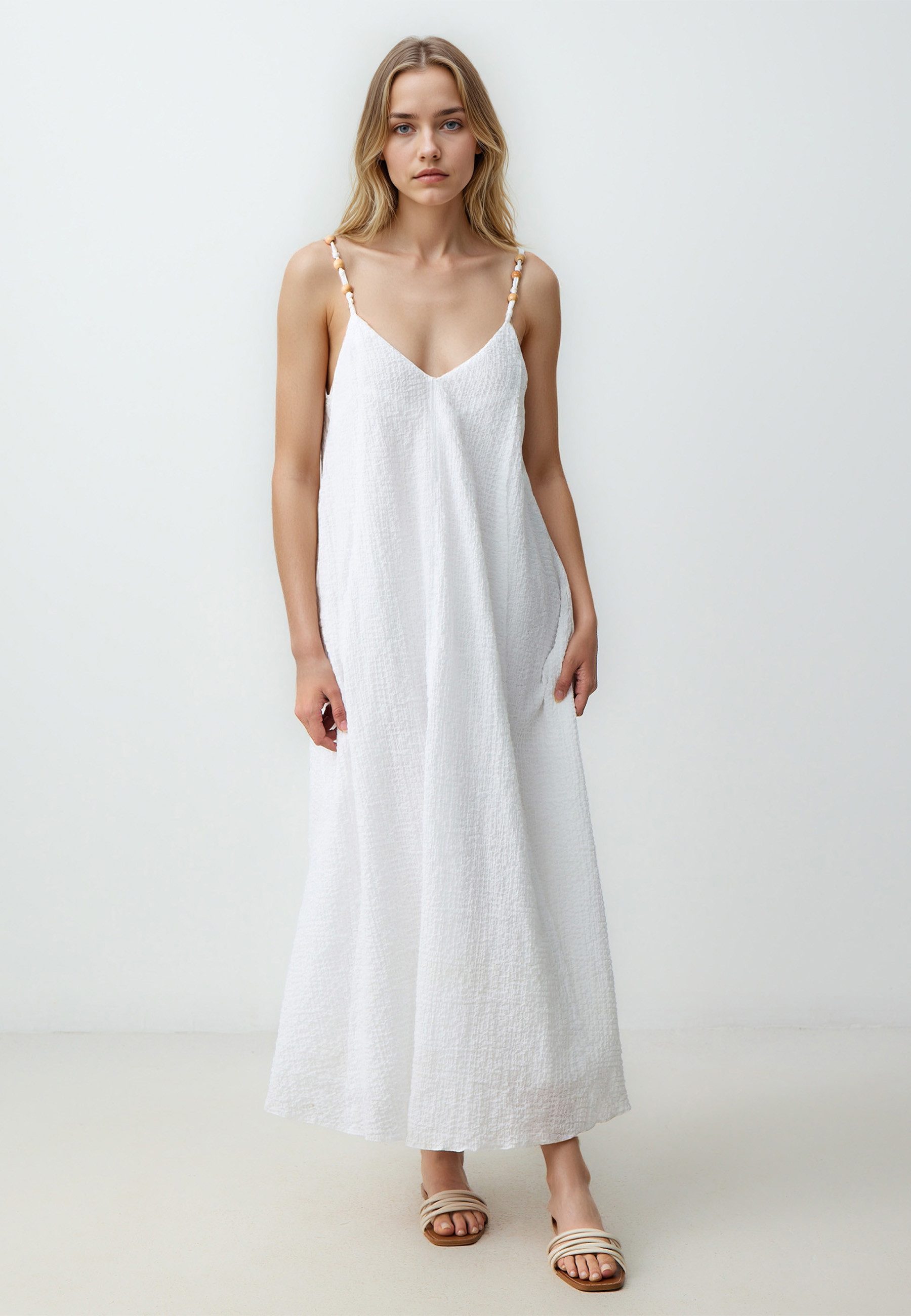 Minikleid Gewebtes Kleid İn Ecru