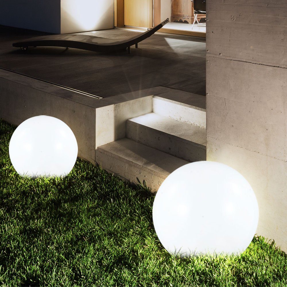 LED fest Außenlampe LED 5er verbaut, Set Erdspieß Gartenleuchte, Solarkugel LED-Leuchtmittel Börse weiß Expo Gartendeko Balkonlampe