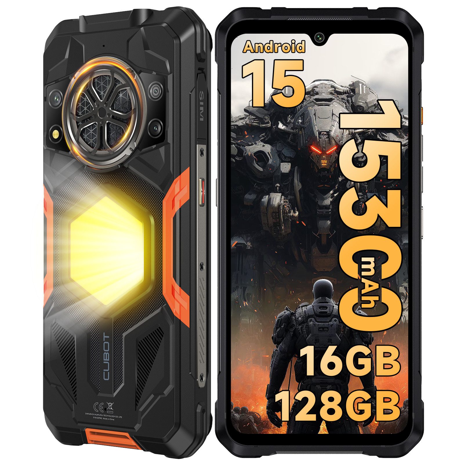 Cubot KingKong Power 5 Android 15 Outdoor Smartphone (17,48 cm/6.88 Zoll, 128 GB Speicherplatz, 64 MP Kamera, 6,88'' Display, 16GB+128GB, IP68/IP69K, 15300mAh, OTG, GPS, NFC)