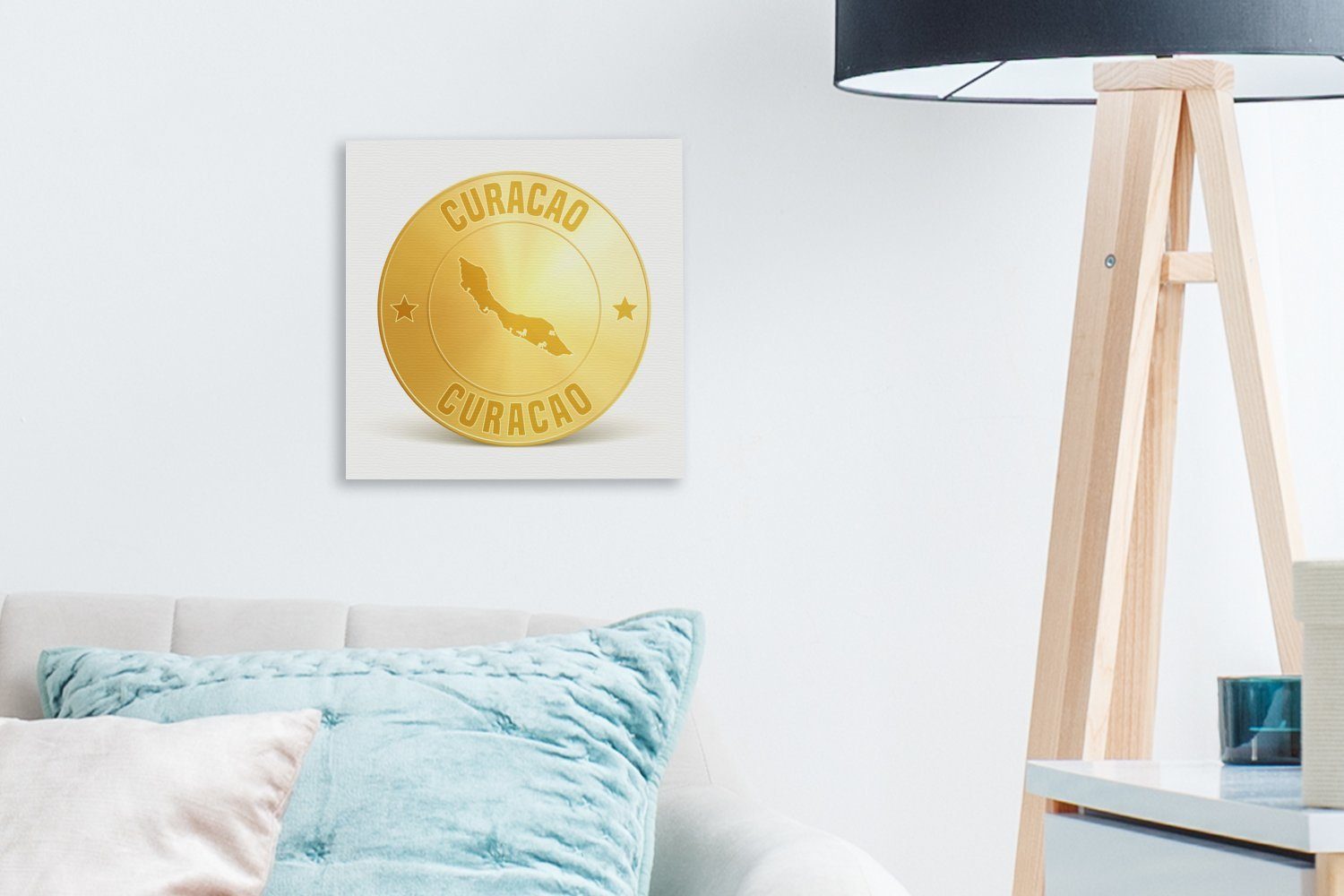 für einer Leinwandbild Wohnzimmer aus St), Illustration Curaçao, OneMillionCanvasses® Goldmünze (1 Bilder Leinwand Schlafzimmer