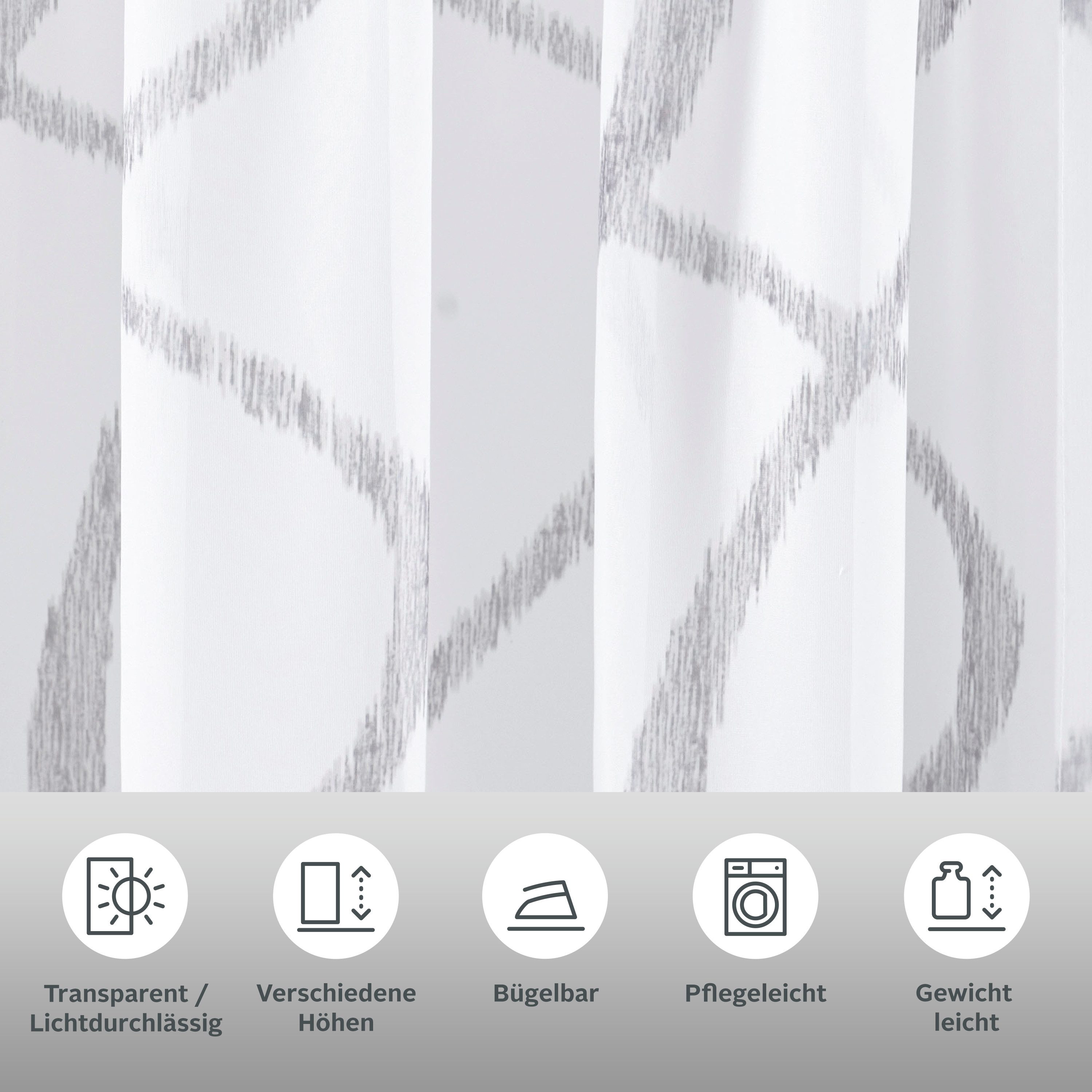 my home Gardine Bene (1 St), Kräuselband, transparent, Polyester, Transpare günstig online kaufen