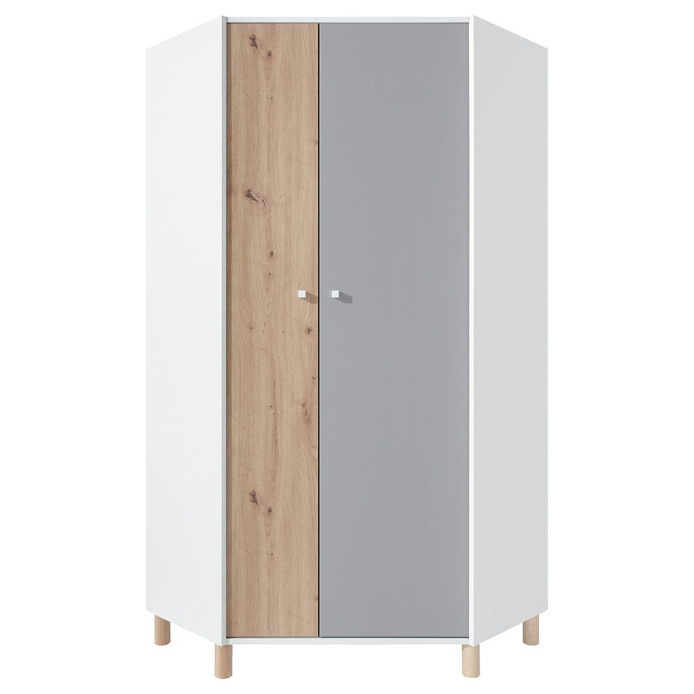 Lomadox Kleiderschrank FAIRFAX-133 90x90cm Stellfläche, in weiß mit Eiche u günstig online kaufen