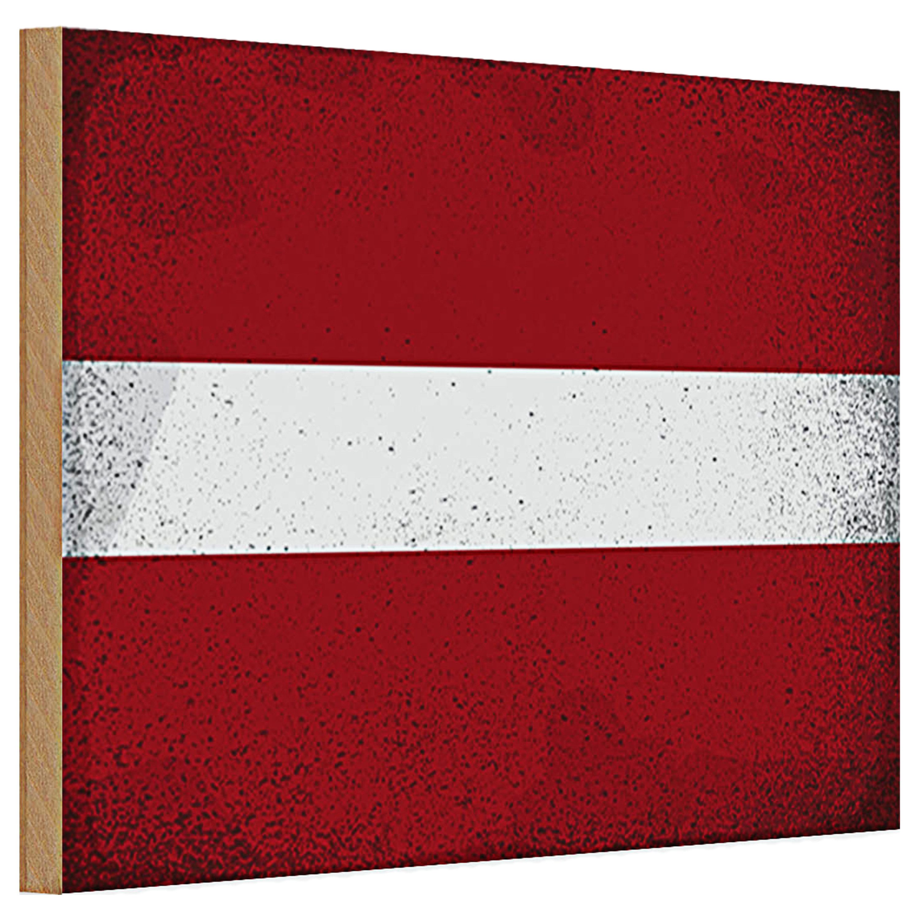 Roomando Holzbild Holzschild Flagge Lettland 30x20cm Flag of Latvia Vintage