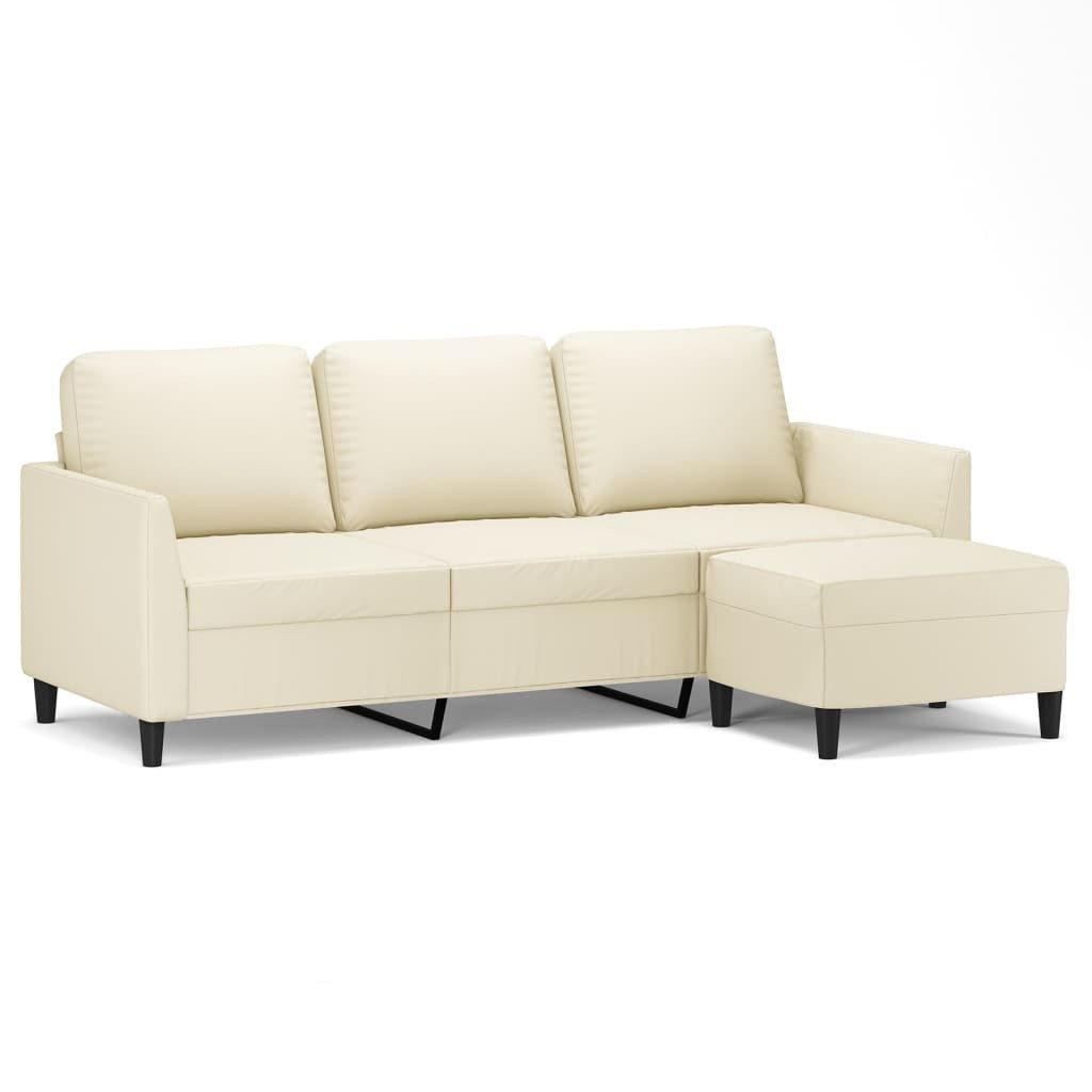 vidaXL Sofa 3-Sitzer-Sofa mit Hocker Creme günstig online kaufen