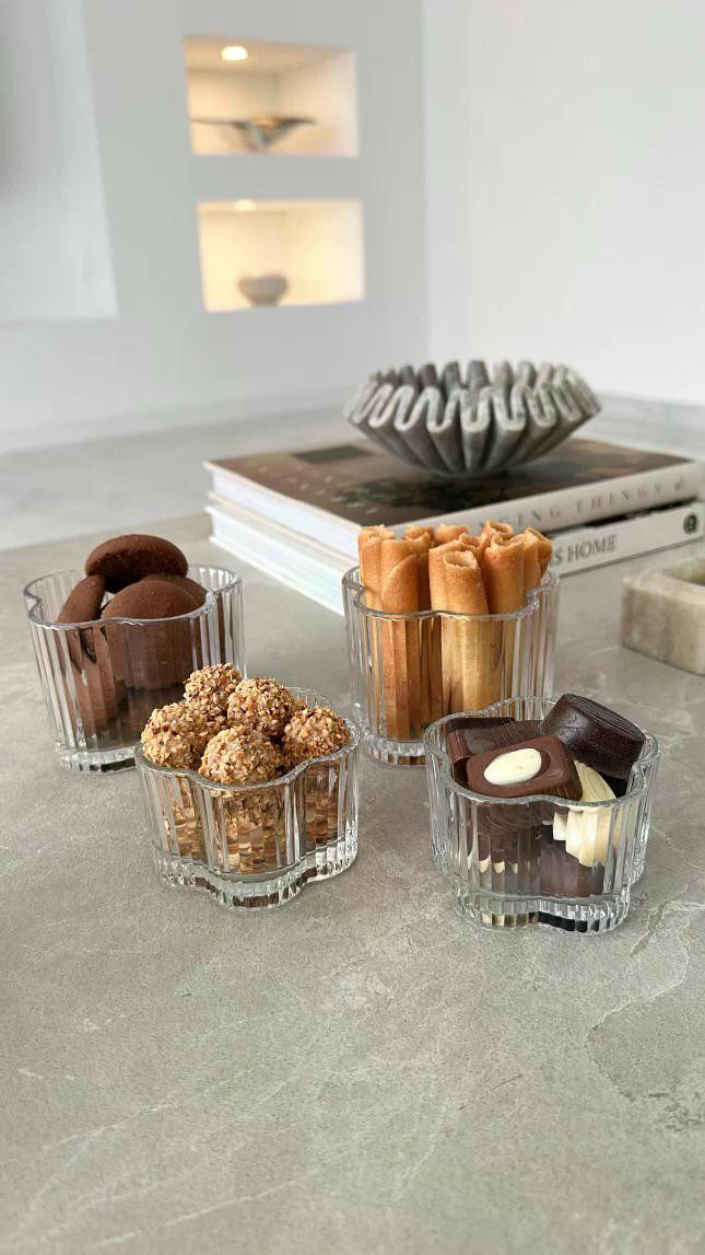 EmirtexHome Snackschale Clover Relief Schale 6er Set, Glas, (6-tlg)
