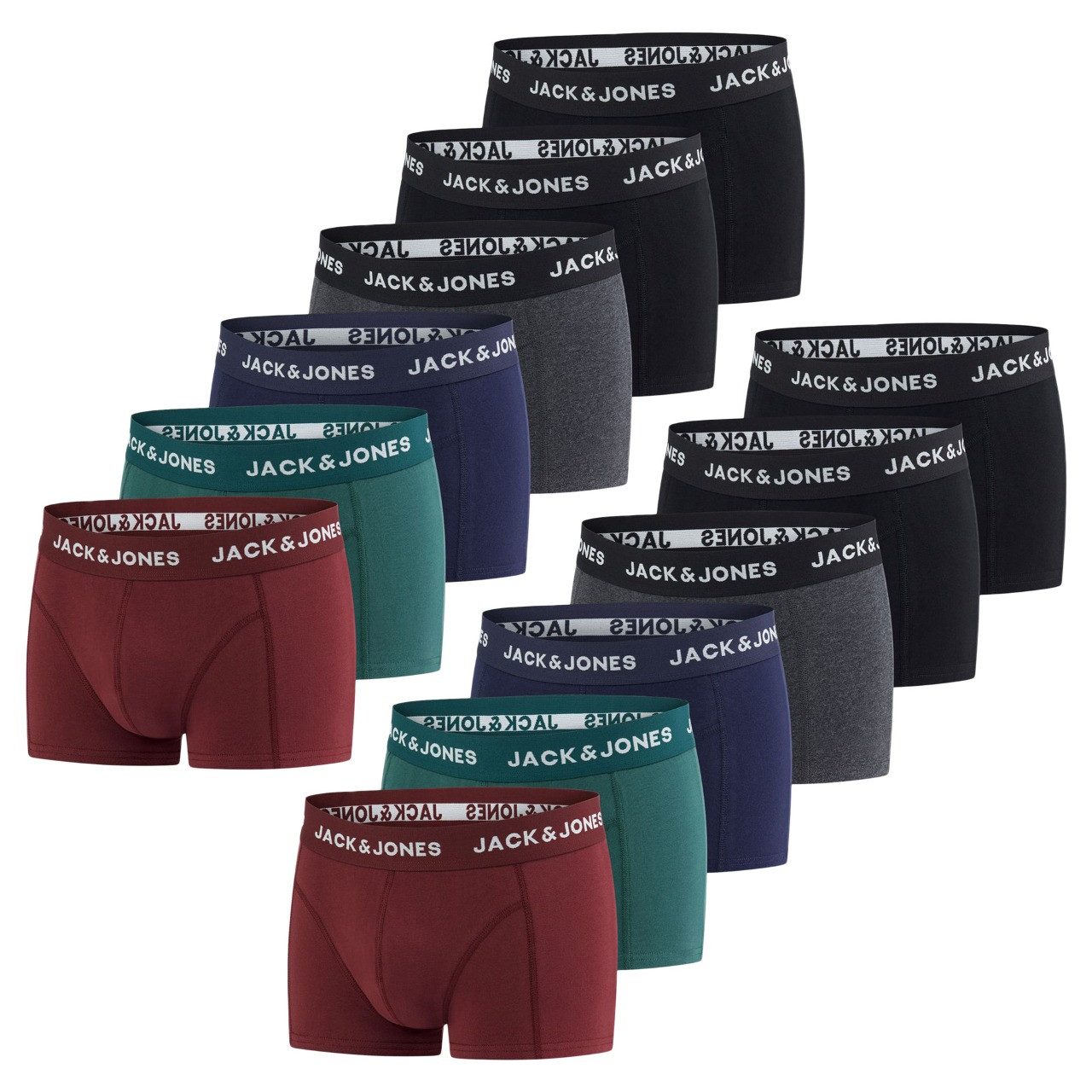 Jack & Jones Boxershorts Herren Retroshorts JACJEANS TRUNKS 12er Pack Regular Fit (Vorteilspack, 12-St) Unterhosen mit Stretch