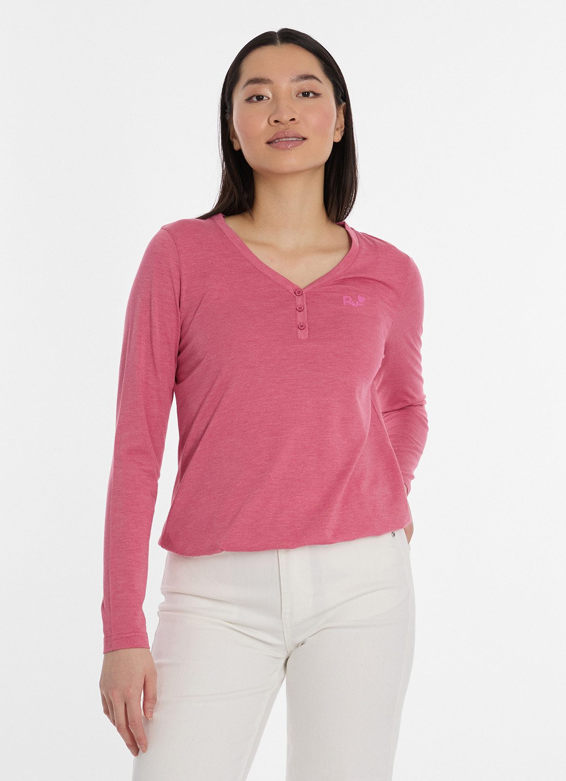 Ragwear Langarmshirt PINKKI mit kurzer Knopfleiste