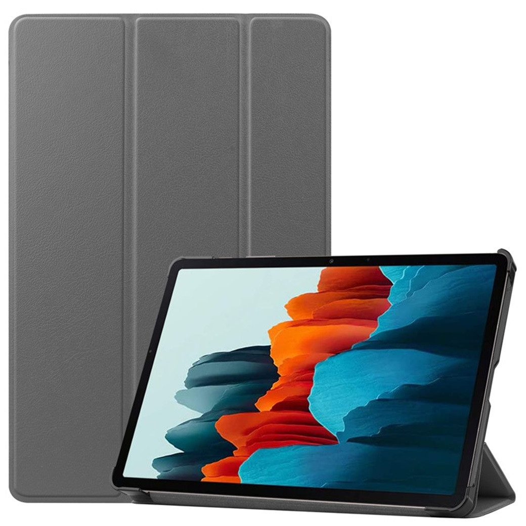 FroShop Tablet-Hülle Schutzhülle für Samsung Galaxy Tab S7+ / S8+ Plus FE Lite 12.4", 2022 2021 2020 Etui Tasche Cover Wake Up / Sleep - Farbe GRAU