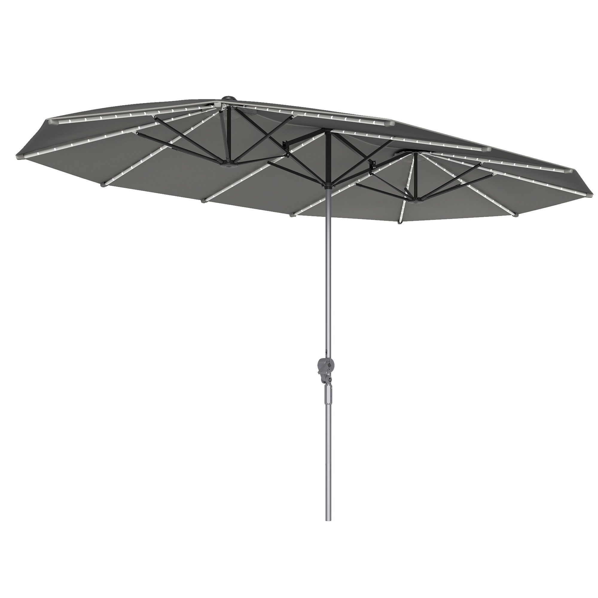 Outsunny Sonnenschirm mit Handkurbel, Solar-Lichtern, LxB: 451x267 cm, Dopp günstig online kaufen