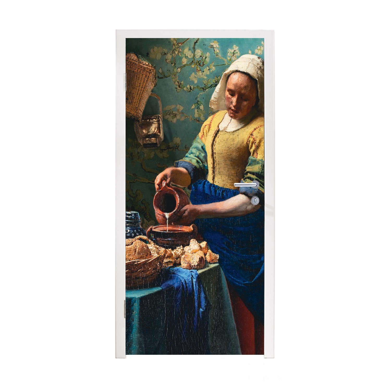 MuchoWow Türtapete Milchmädchen - Mandelblüte - Alte Meister, Matt, bedruckt, (1 St), Fototapete für Tür, Türaufkleber, 75x205 cm