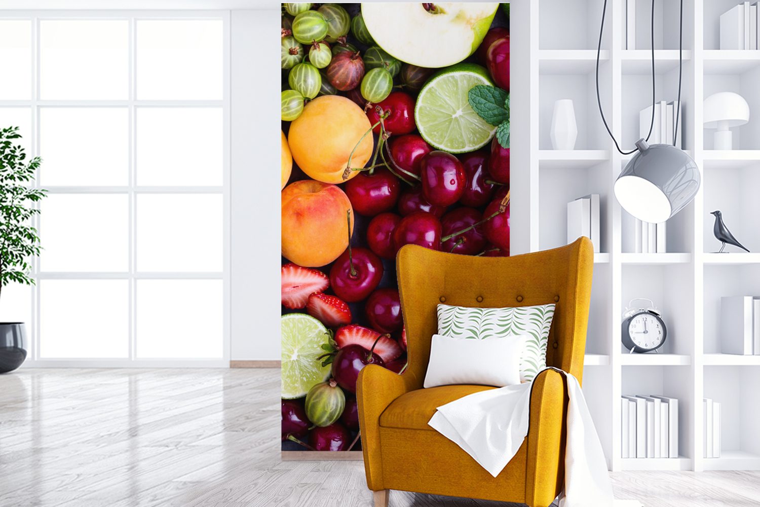 Fototapete - MuchoWow - (2 St), Fototapete Wohnzimmer Matt, Schlafzimmer Küche, Vliestapete Farben bedruckt, für Sommer, Obst