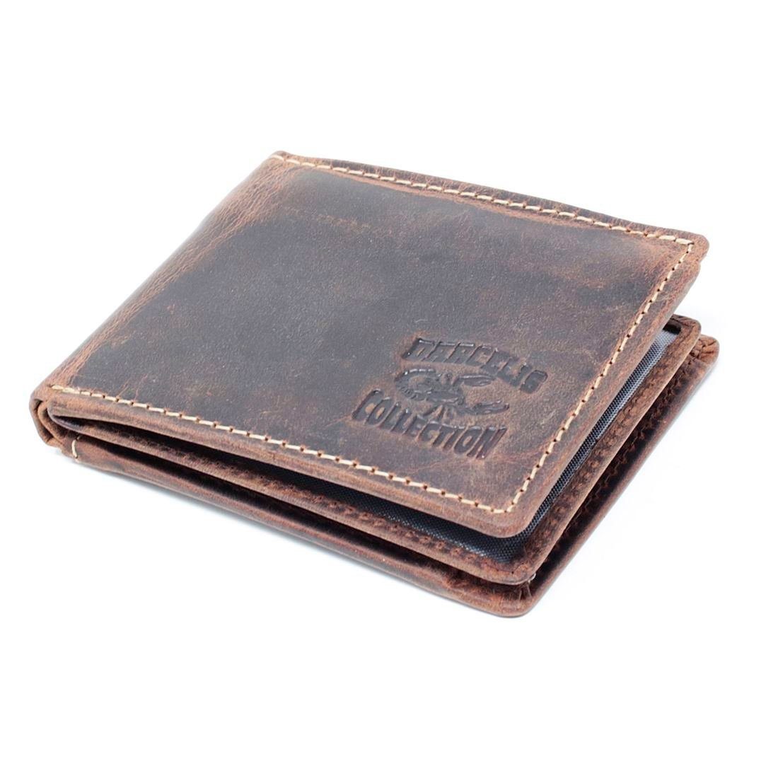 Brieftasche mit Börse RFID Leder SHG Münzfach Schutz Männerbörse Lederbörse Portemonnaie, Büffelleder Geldbörse Herren