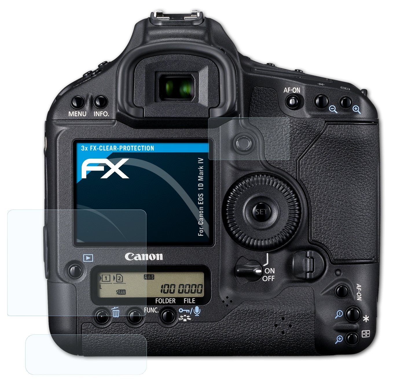 atFoliX Schutzfolie Displayschutz für Canon EOS 1D Mark IV, (3er Set),  Ultraklar und hartbeschichtet