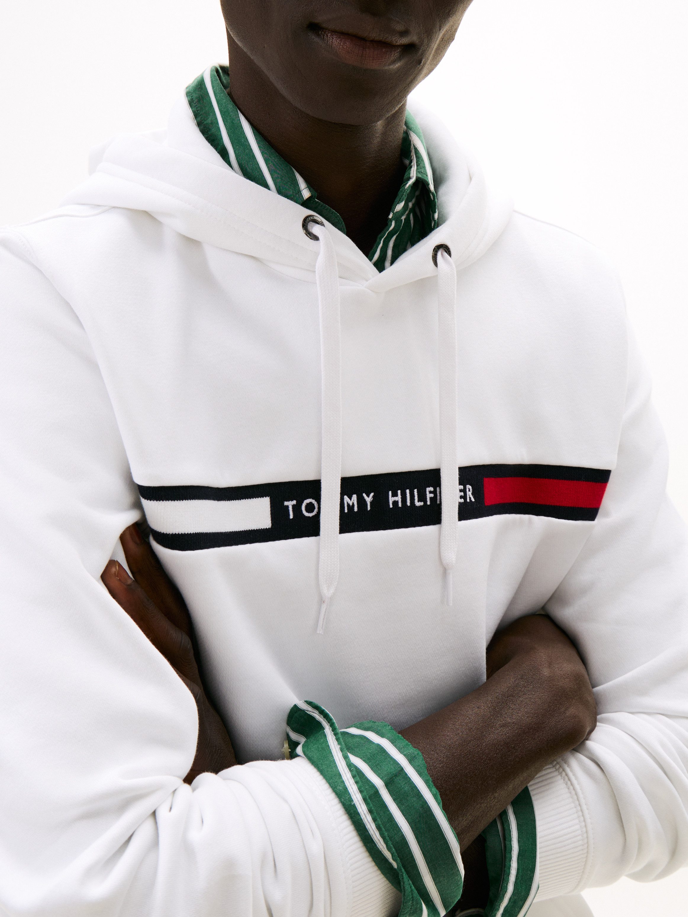 Tommy Hilfiger Kapuzensweatshirt HILFIGER CHEST INSERT unifarben, casual, regular fit, Baumwollmix, Kapuze