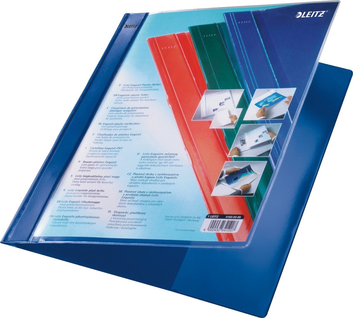 Hefter Plastik-Hefter Exquisit A4+ mit Präsentationstasche blau