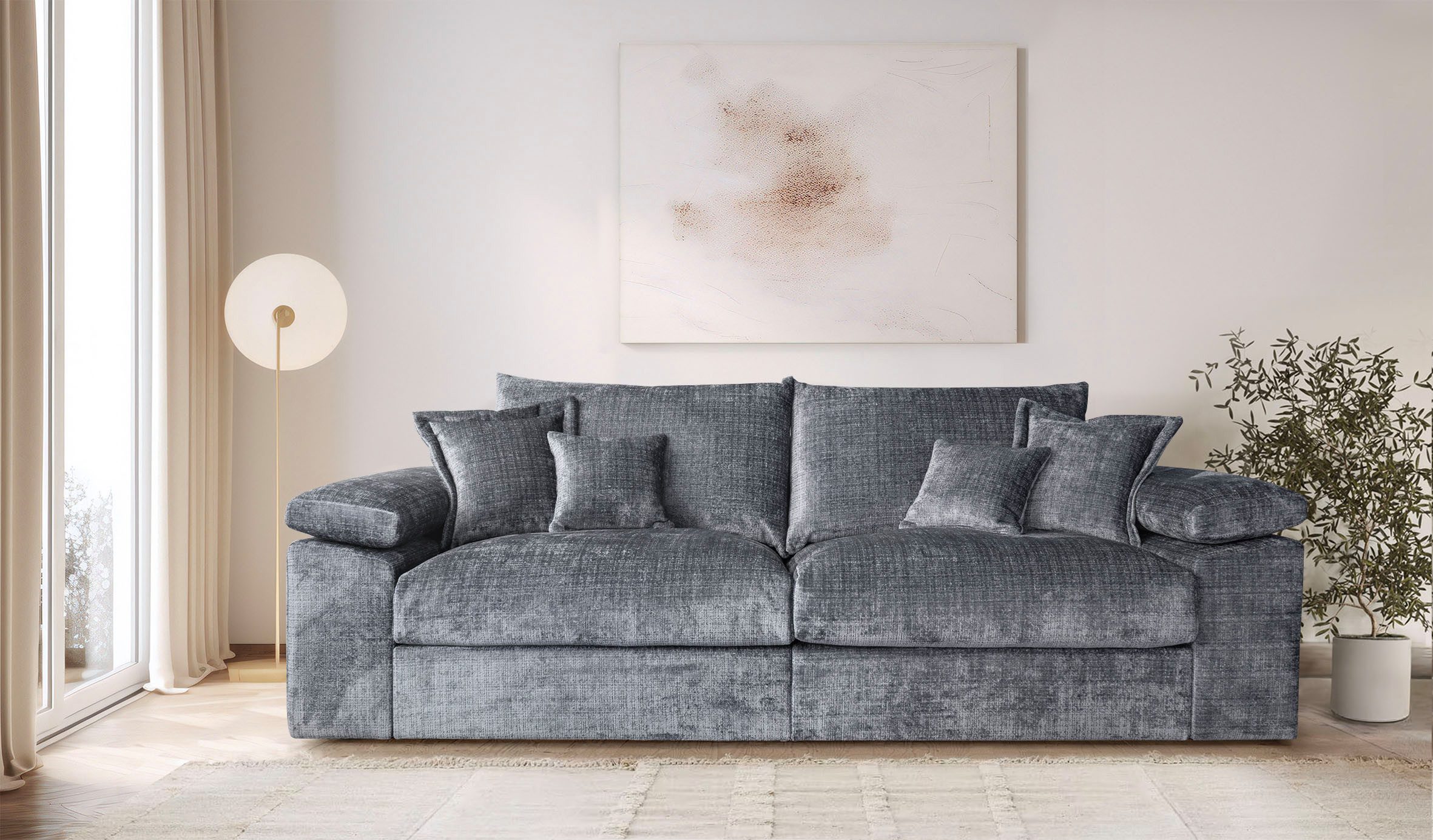 OTTO home Big-Sofa Soft&Cosy XL, B: 246 cm - OTTO. Verlässliche Qualität., Mega-Sofa, Cord oder Chenille-Struktur, mit Federkern & 4 Zierkissen