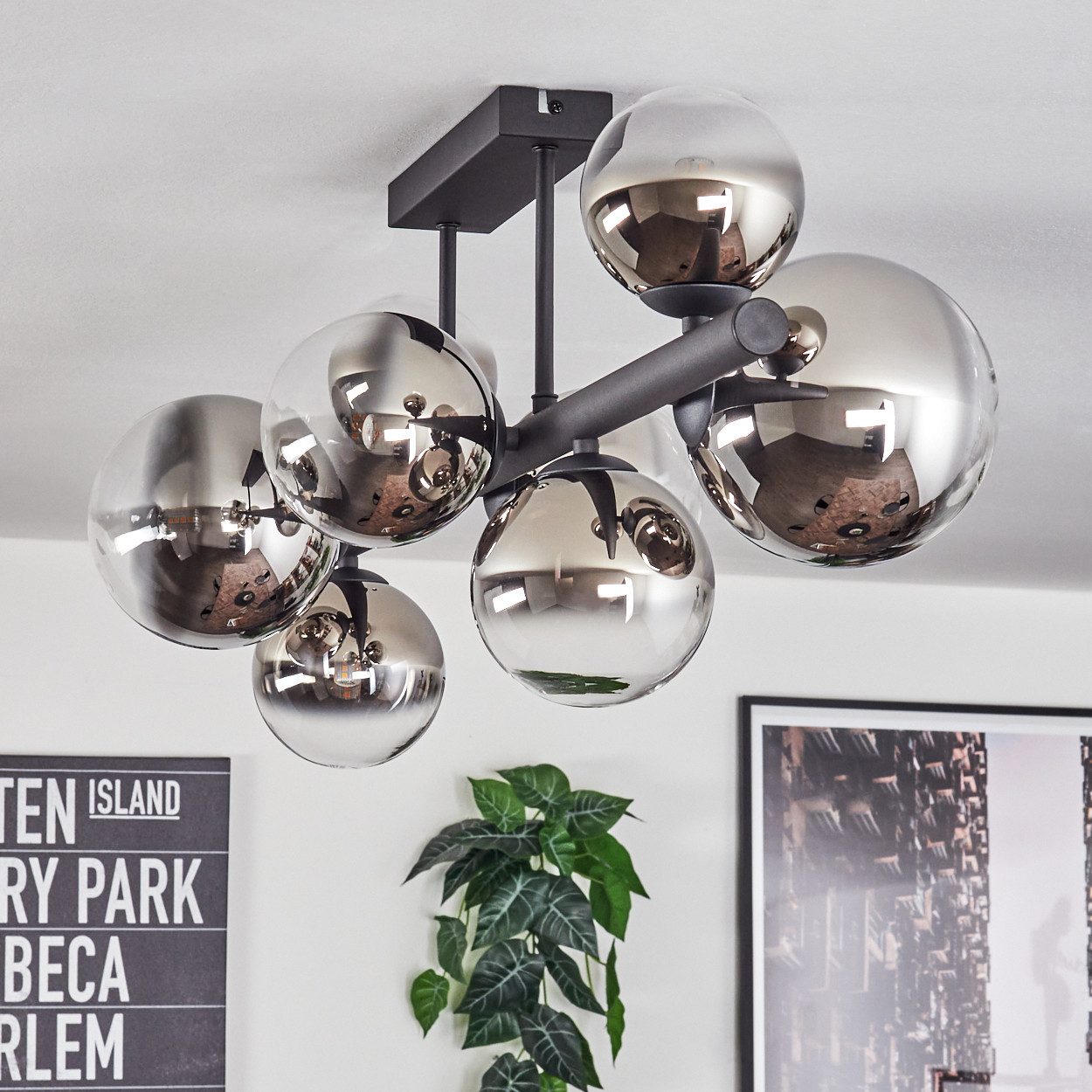 hofstein Deckenleuchte Deckenlampe aus Metall/Glas in günstig online kaufen