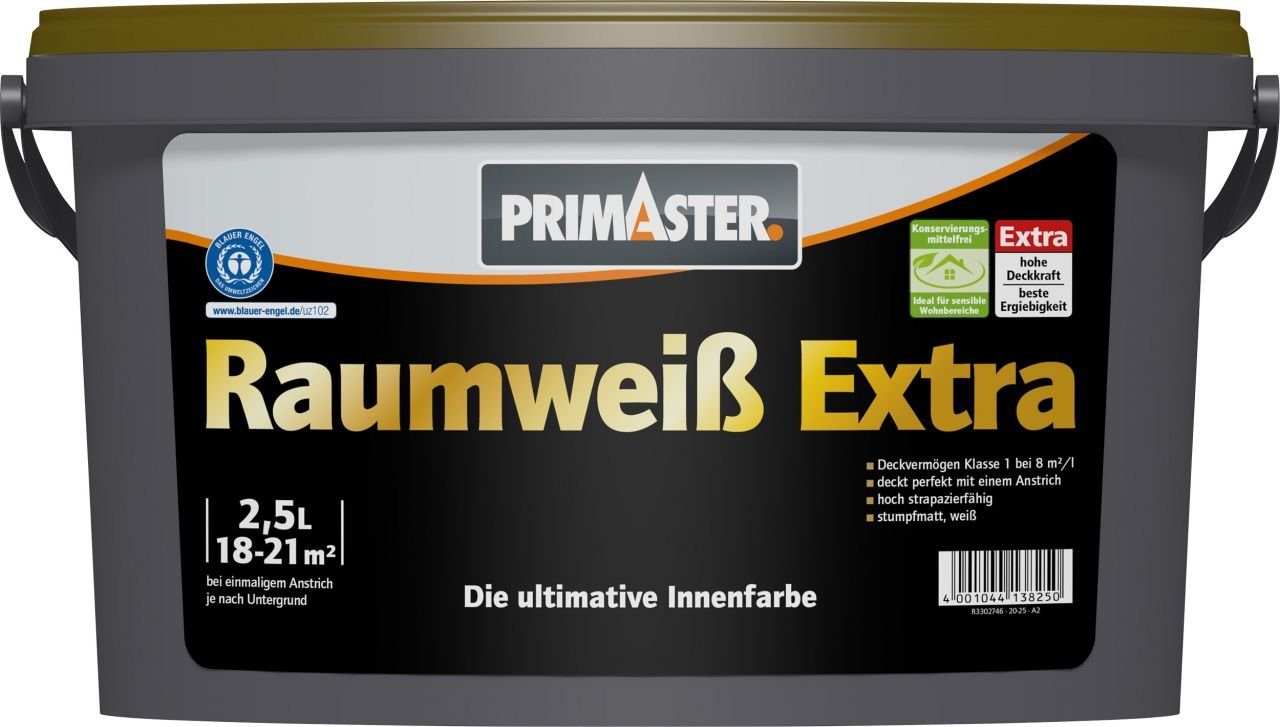 Extra konservierungsmittelfrei Wandfarbe Primaster Primaster Raumweiß