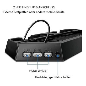 Houhence Notebook-Kühler PS4 Lüfterkühler, vertikale Halterung für PS4, Lüfter mit 3 USB-Ports