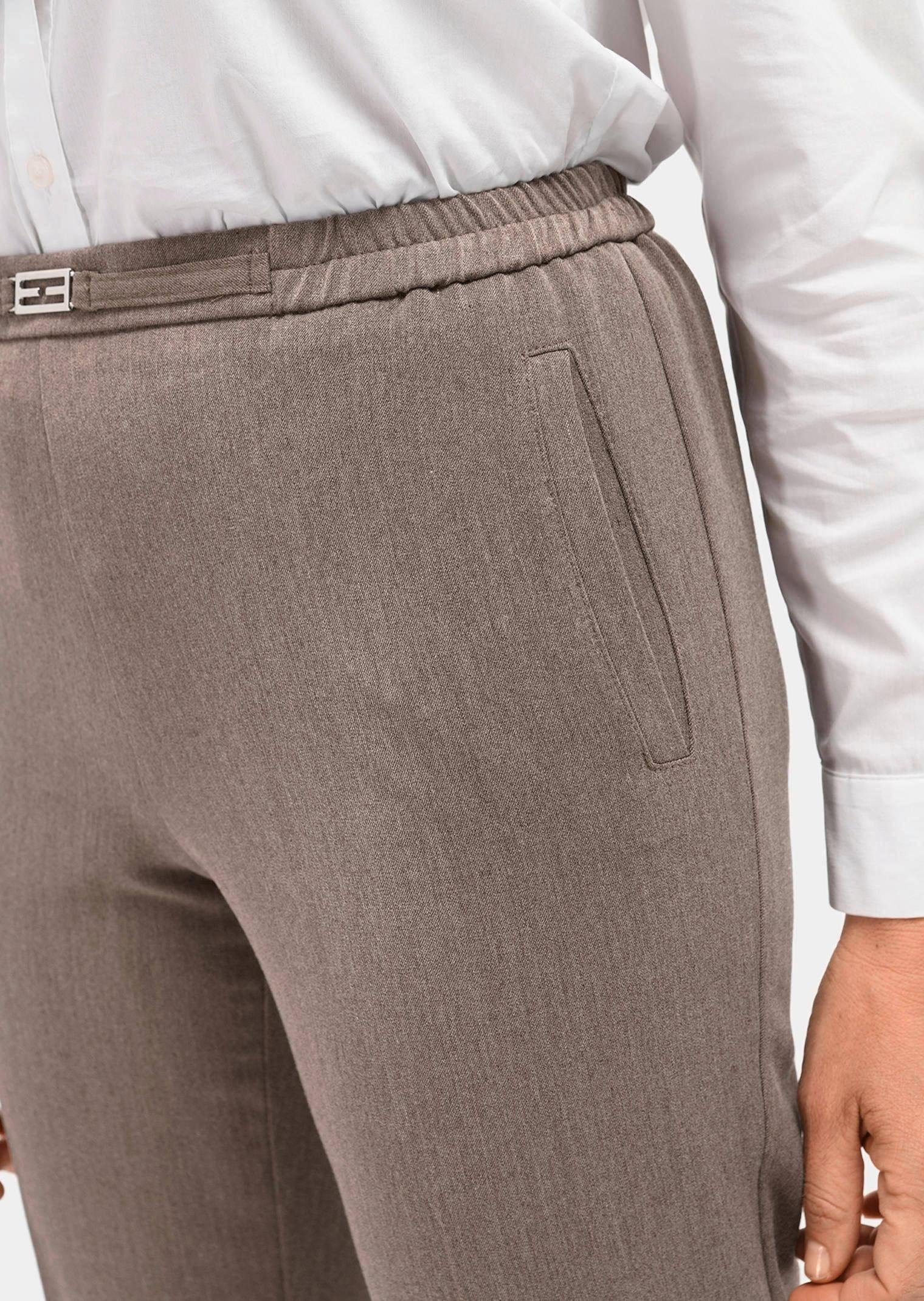 GOLDNER Schlupfhose Kurzgröße: Professlanhose mit Zierteil Stretchhose mit Dehnbund, Paspeltaschen, Bügelfalten und Knöchellänge