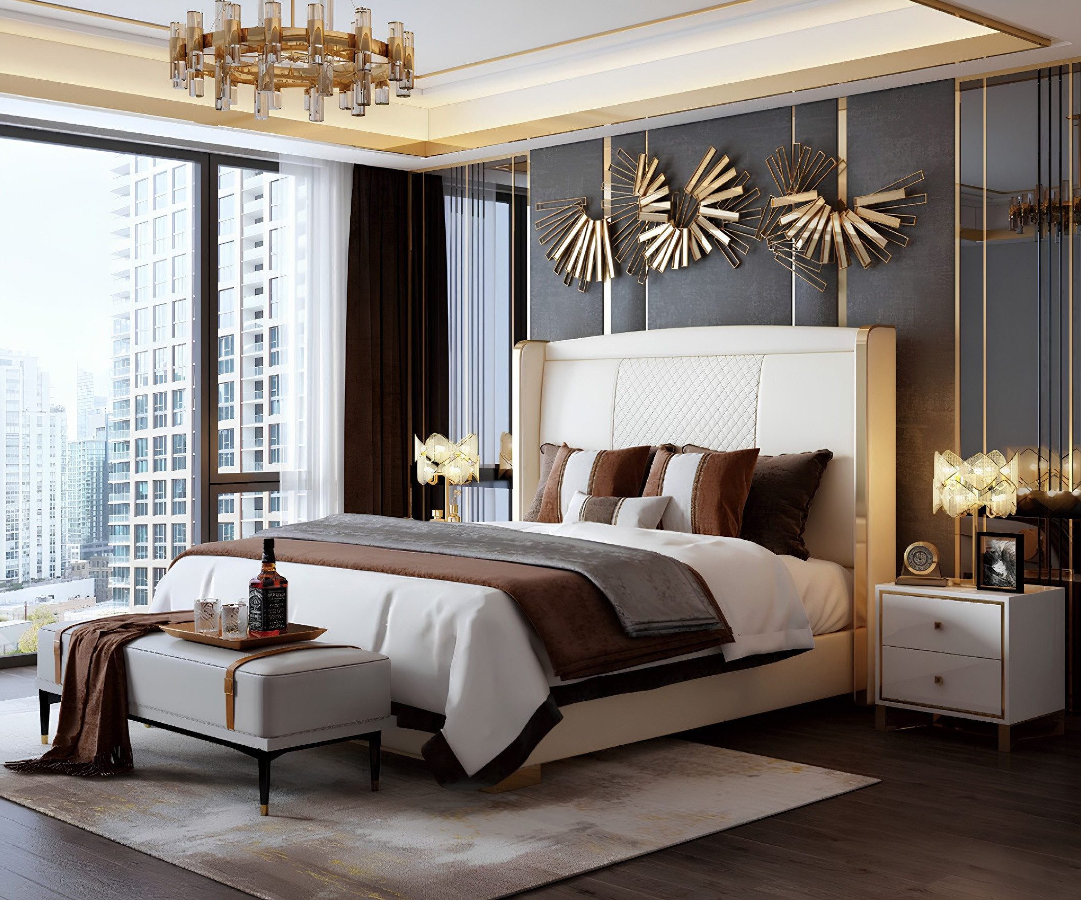 Xlmoebel Bett Hochwertiges Schlafzimmerbett mit elegantem Polsterdesign - Luxuriöses (Bett), Hergestellt in Europa